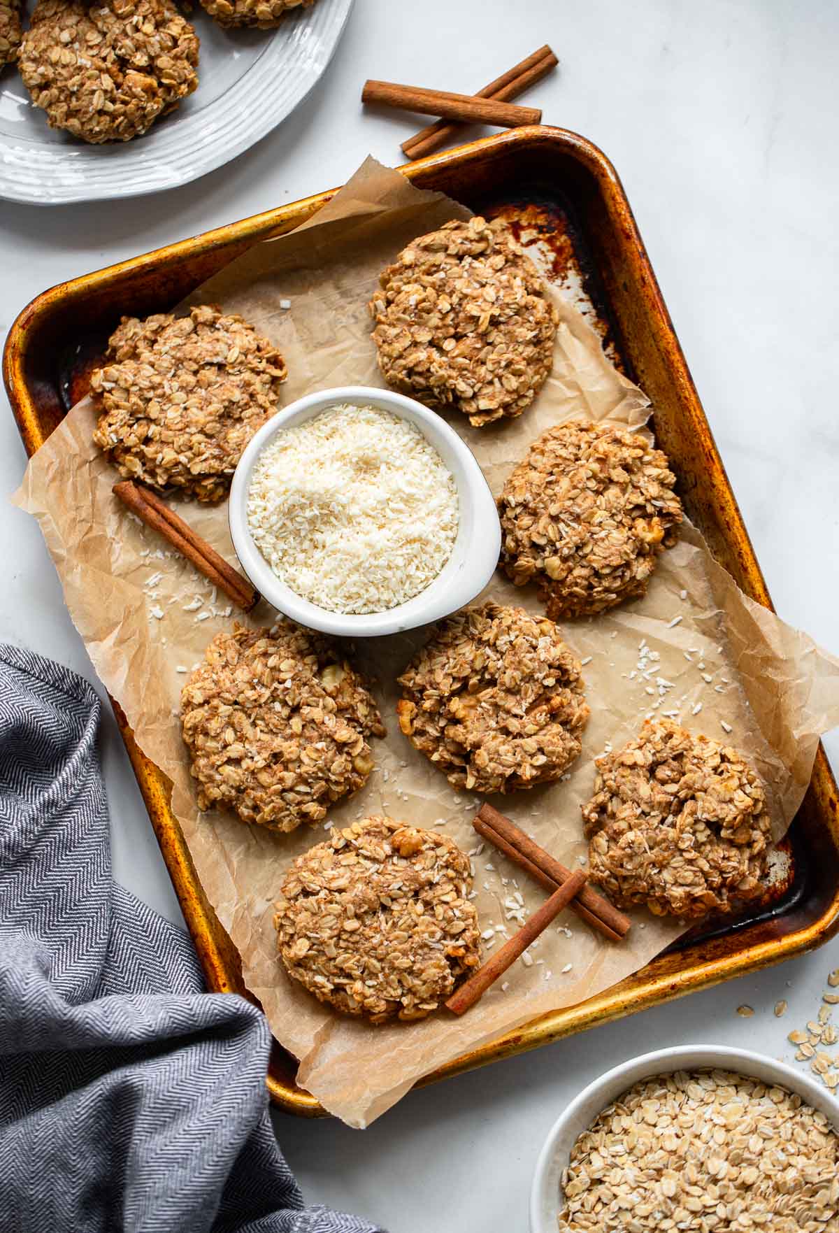 healthy breakfast cookies prepared on baking sheet