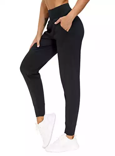 THE GYM PEOPLE Womens Joggers Pants with Pockets Athletic Leggings Tapered Lounge Pants for Workout, Yoga, Running, Training (Small, Black)